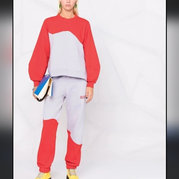 Ganni Software Wave Colorblock Sweatshirt - Picture 1 of 7